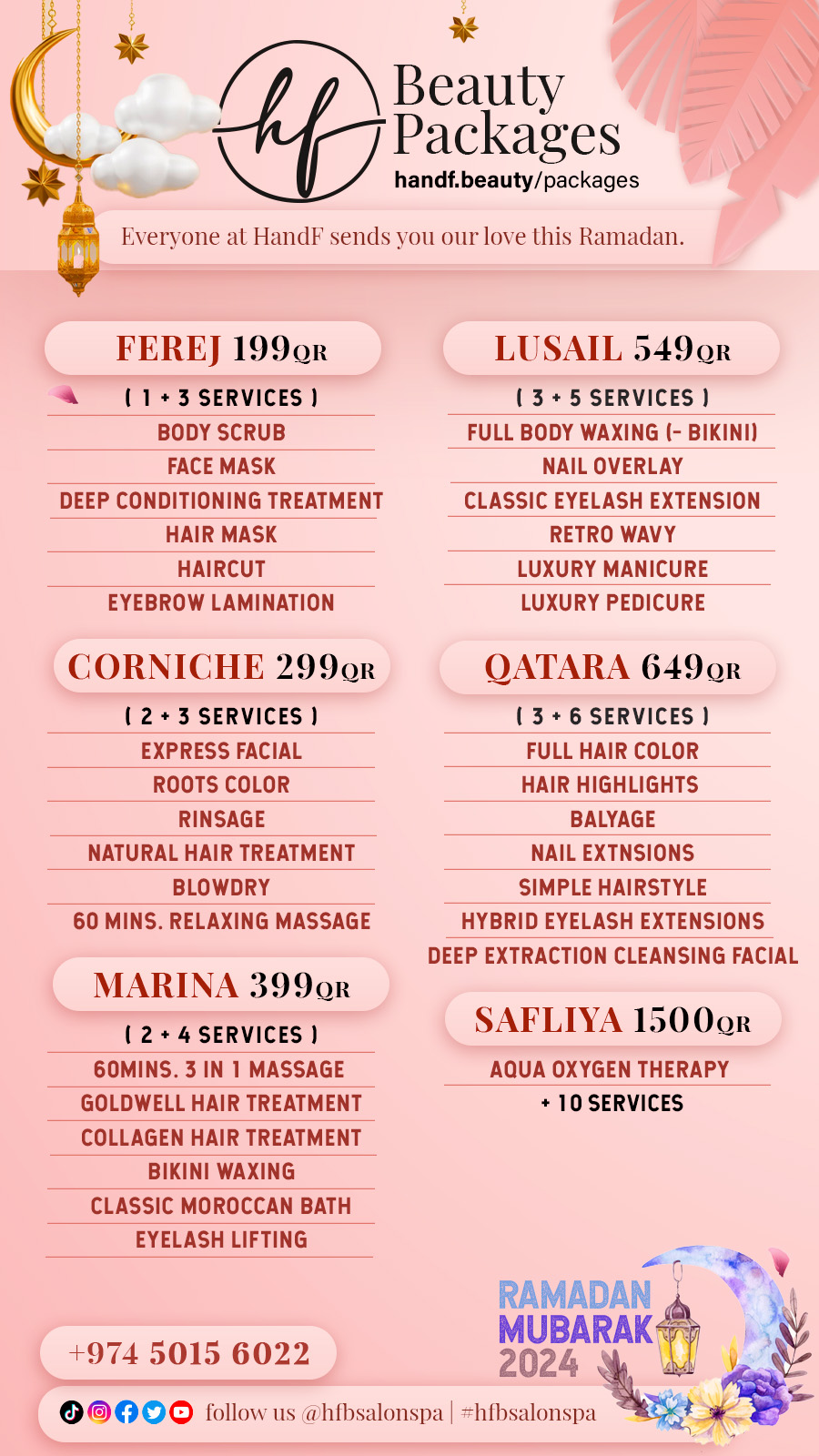 HandF Beauty Salon & Spa Doha hfBSalonSpa Ramadan Beauty Packages